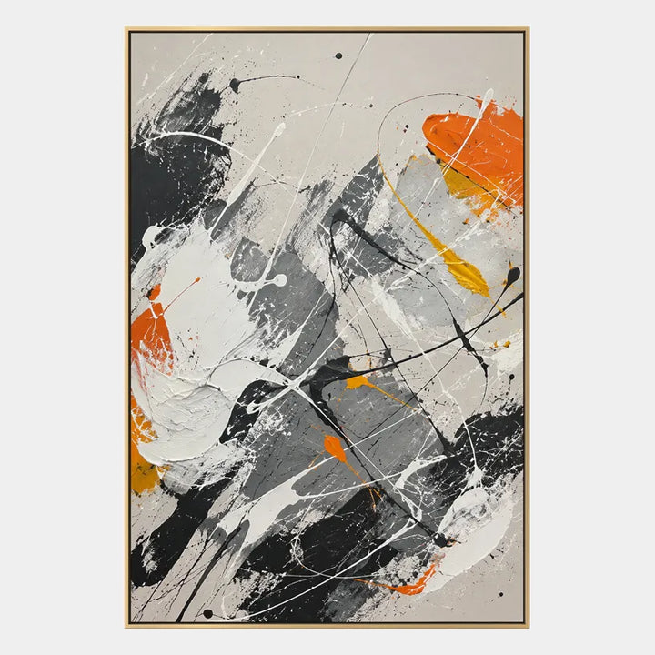 Espressionismo astratto Pittura a olio astratta e concettuale con segni astratti stratificati, consistenza e movimento pittorico espressivo in una tavolozza beige.