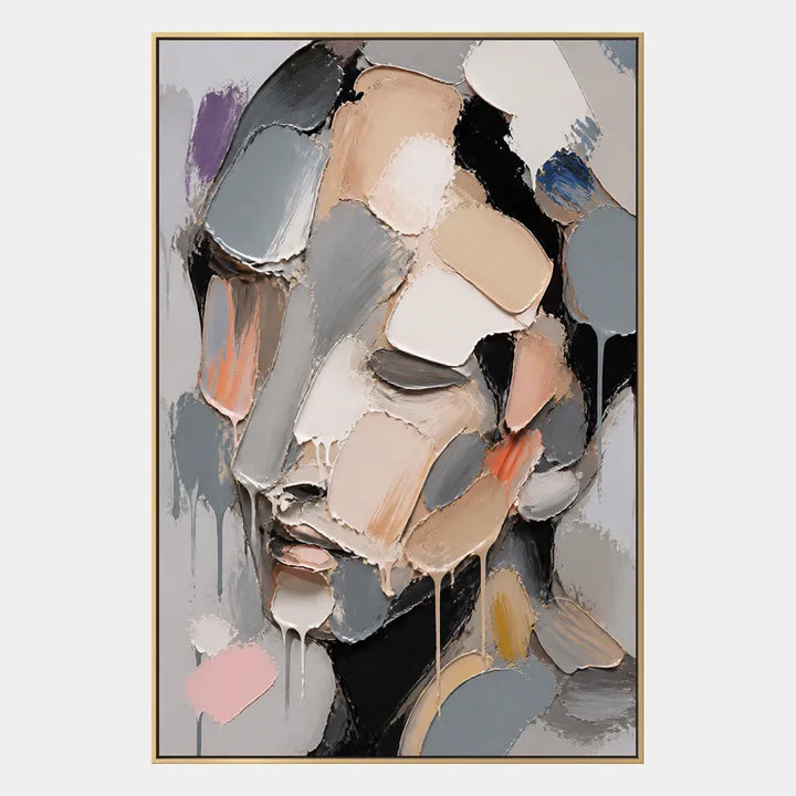 Espressionismo astratto Pittura a olio astratta e concettuale con segni astratti stratificati, consistenza e movimento pittorico espressivo in una tavolozza grigia.