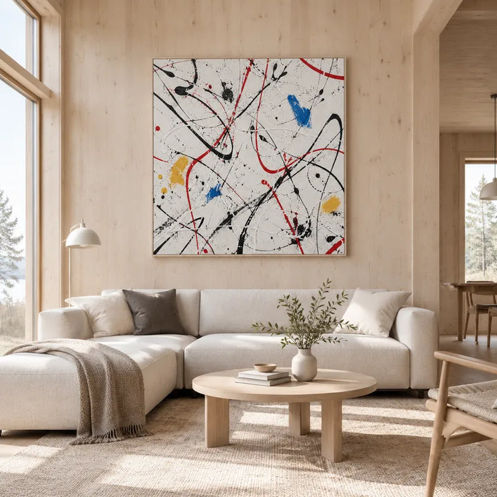 Peinture à l'huile abstraite et conceptuelle d'expressionnisme abstrait présentant des marques abstraites superposées, une texture et un mouvement pictural expressif.