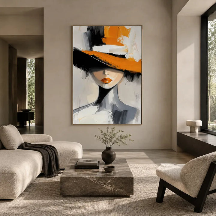 Expressionist portraiture & figure oil painting featuring an expressive figure or portrait rendered with painterly detail in a orange palette.