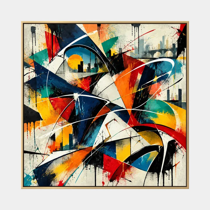 Peinture à l'huile abstraite et conceptuelle de graffiti présentant des marques abstraites superposées, une texture et un mouvement pictural expressif.