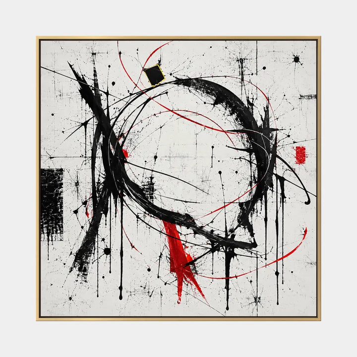 Peinture à l'huile abstraite et conceptuelle de graffitis présentant des marques abstraites superposées, une texture et un mouvement pictural expressif dans une palette noir et blanc.