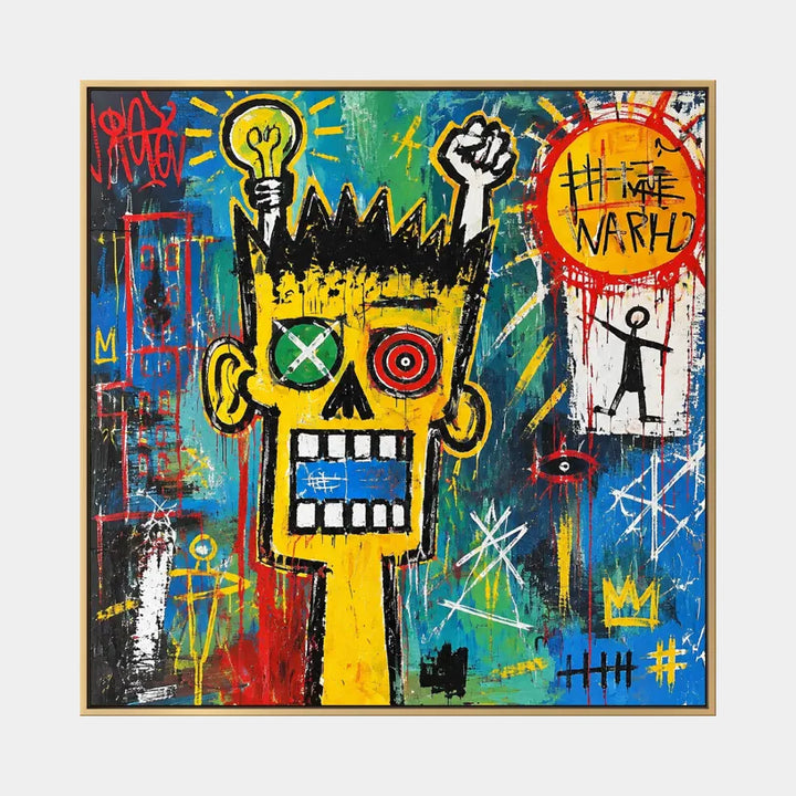 Peinture à l'huile de dessin animé graffiti présentant un sujet graphique ludique avec des détails picturaux vivants.