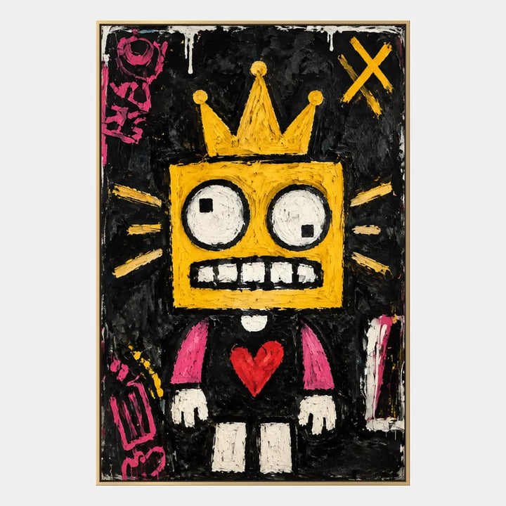 Peinture à l'huile de dessin animé graffiti présentant un sujet graphique ludique avec des détails picturaux vivants.