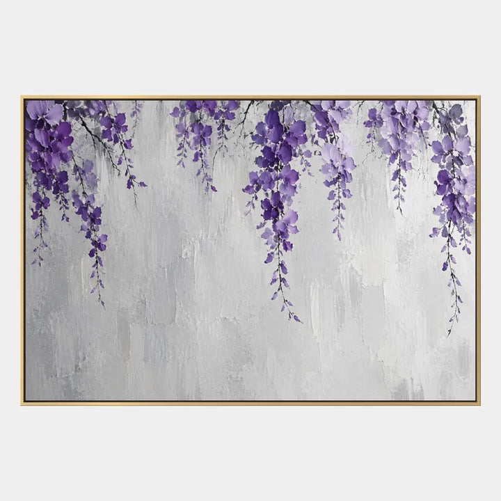 Pintura al óleo minimalista floral/botánica y natural con formas botánicas, flores o elementos naturales en una composición pictórica en una paleta gris.