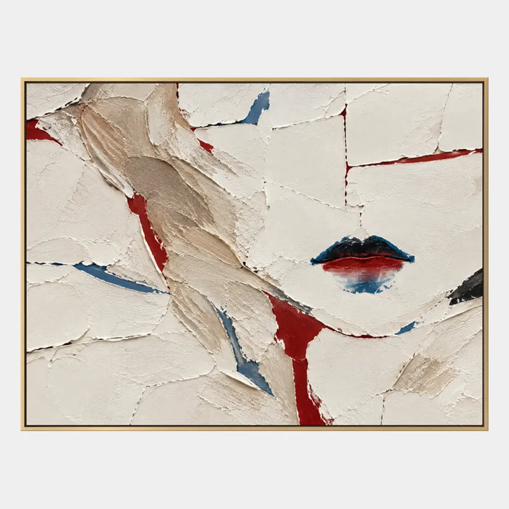 Retrato minimalista y pintura al óleo de figuras que presentan una figura o un retrato expresivo con detalles pictóricos en una paleta beige.