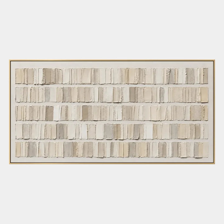 Plaster & Texture abstract & conceptual oil painting featuring layered abstract marks, texture and expressive painterly movement in a beige palette.