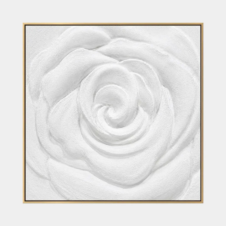 Pittura a olio floreale/botanica e naturale in gesso e texture con forme botaniche, fiori o elementi naturali in una composizione pittorica in una tavolozza in bianco e nero.