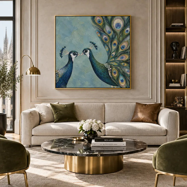 Peinture à l'huile d'animaux pop représentant un sujet animal expressif rendu avec un pinceau visible dans une palette bleue.