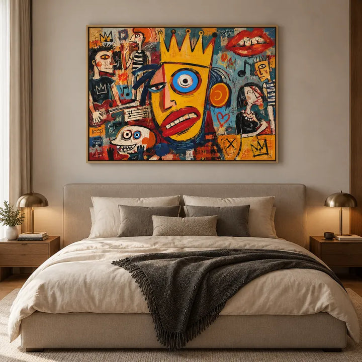 Peinture à l'huile de portraits et de figures pop représentant une figure ou un portrait expressif rendu avec des détails picturaux.