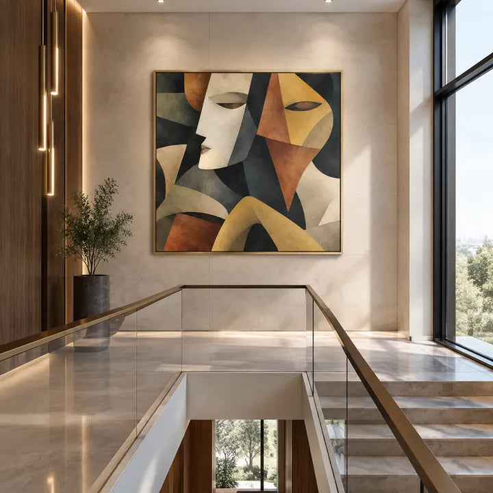 Peinture à l'huile de portraits et de figures pop représentant une figure ou un portrait expressif rendu avec des détails picturaux.