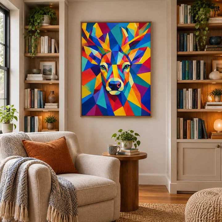 Peinture à l'huile d'animaux pop représentant un sujet animal expressif rendu avec un pinceau visible dans une palette bleue.