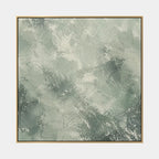 Abstract Expressionist abstract oil painting showing layered abstract marks, texture and expressive painterly movement in a grey palette.