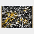 Abstraktes und konzeptuelles Ölgemälde des Abstrakten Expressionismus mit geschichteten abstrakten Zeichen, Textur und ausdrucksstarker malerischer Bewegung in einer Schwarz-Weiß-Palette.