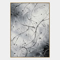 Espressionismo astratto Pittura a olio astratta e concettuale con segni astratti stratificati, consistenza e movimento pittorico espressivo in una tavolozza in bianco e nero.