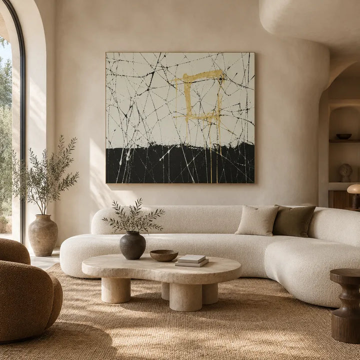 Abstract Expressionism abstract & conceptual oil painting featuring layered abstract marks, texture and expressive painterly movement.