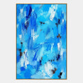 Espressionismo astratto Pittura a olio astratta e concettuale con segni astratti stratificati, consistenza e movimento pittorico espressivo in una tavolozza blu.
