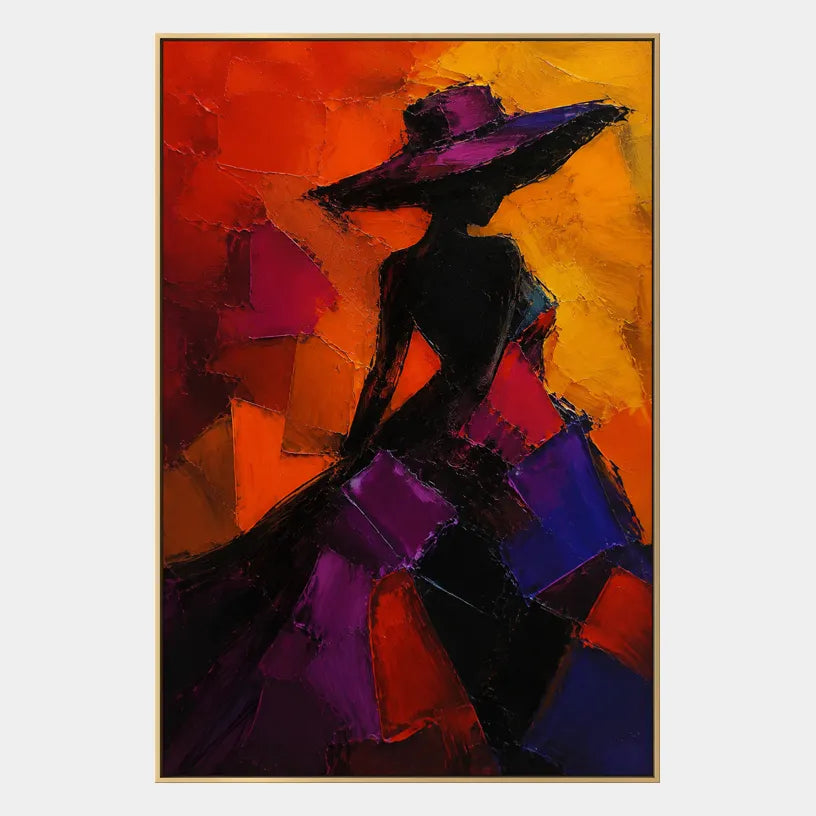 Abstract Expressionist portraiture & figure oil painting showing a stylized figure or portrait with expressive painterly shapes in a black palette.
