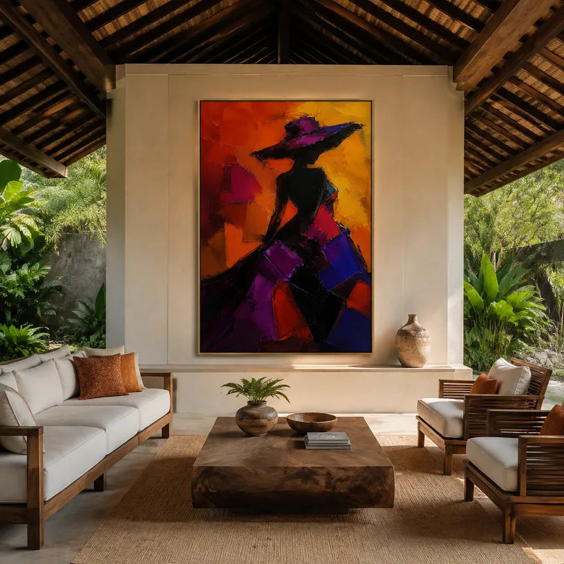 Abstract Expressionist portraiture & figure oil painting showing a stylized figure or portrait with expressive painterly shapes in a black palette.