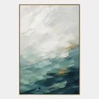 Abstract Expressionist landscapes & seascapes & cityscapes oil painting showing a painterly landscape with distant hills, trees or reflective water.
