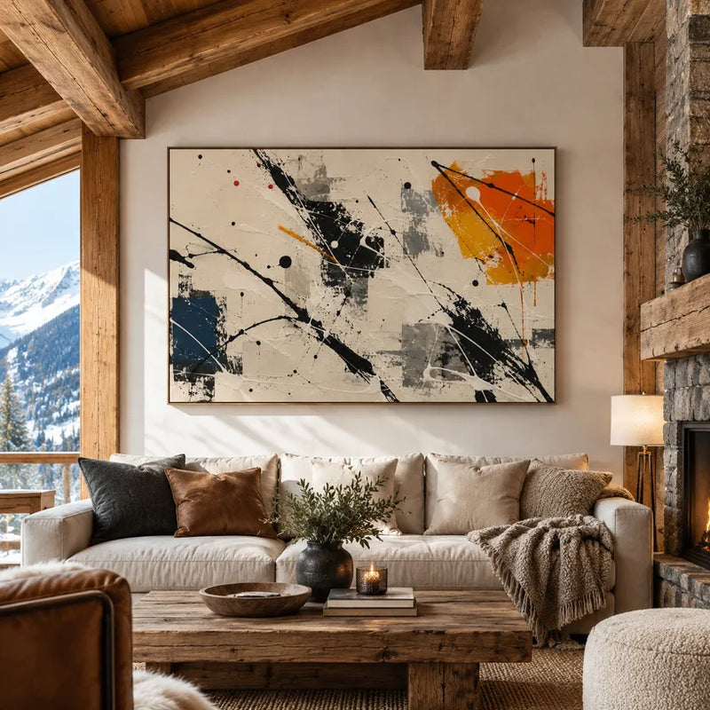 Peinture à l'huile abstraite et conceptuelle d'expressionnisme abstrait présentant des marques abstraites superposées, une texture et un mouvement pictural expressif dans une palette beige.