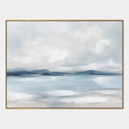 Abstract Expressionist landscapes & seascapes & cityscapes oil painting showing a painterly landscape with distant hills, trees or reflective water.