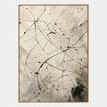 Espressionismo astratto Pittura a olio astratta e concettuale con segni astratti stratificati, consistenza e movimento pittorico espressivo in una tavolozza beige.