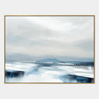 Abstract Expressionist landscapes & seascapes & cityscapes oil painting showing a painterly landscape with distant hills, trees or reflective water.