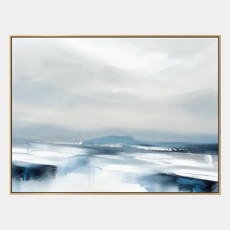 Peinture à l'huile de paysages, de marines et de paysages urbains d'expressionnisme abstrait présentant un paysage atmosphérique, un paysage marin ou une composition inspirée de la ville dans une palette de gris.