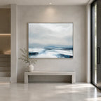 Abstract Expressionist landscapes & seascapes & cityscapes oil painting showing a painterly landscape with distant hills, trees or reflective water.