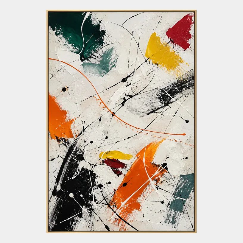 Abstract Expressionist abstract oil painting showing gestural lines, layered marks and expressive texture, contemporary wall art.