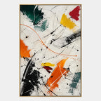 Abstract Expressionist abstract oil painting showing gestural lines, layered marks and expressive texture, contemporary wall art.