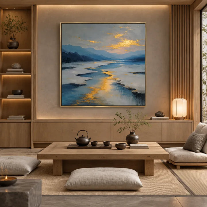 Dipinto a olio con paesaggi, paesaggi marini e paesaggi urbani dell'Espressionismo astratto, caratterizzato da un paesaggio atmosferico, da un paesaggio marino o da una composizione ispirata alla città in una tavolozza di grigi.