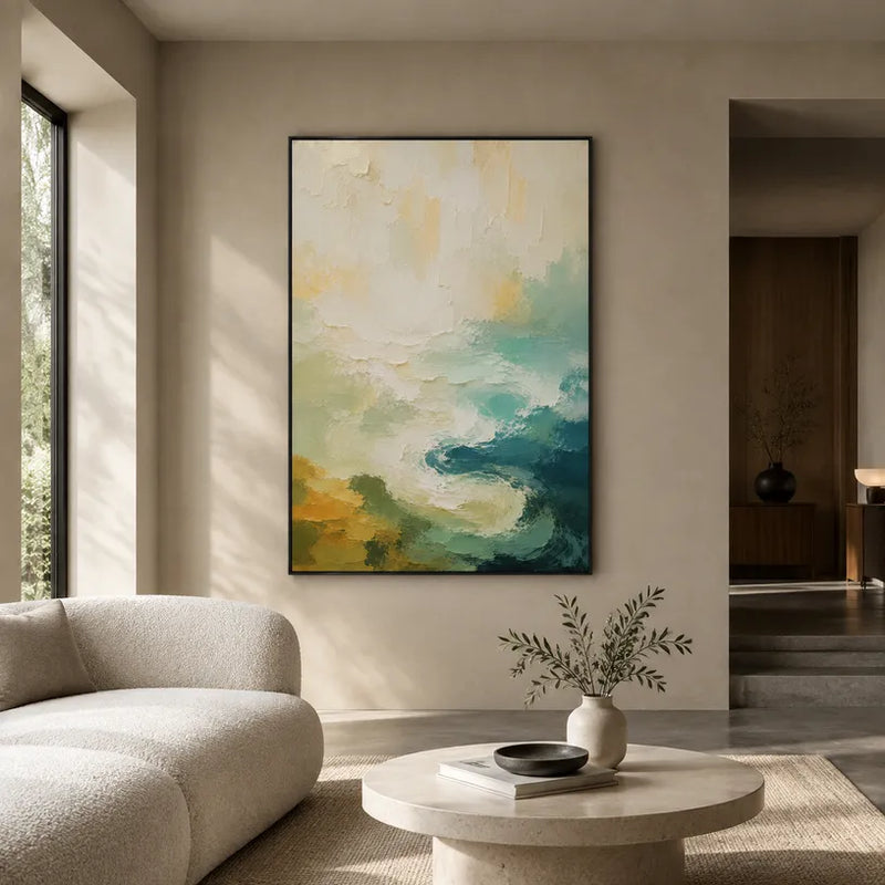 Espressionismo astratto Pittura a olio astratta e concettuale caratterizzata da segni astratti stratificati, consistenza e movimento pittorico espressivo.