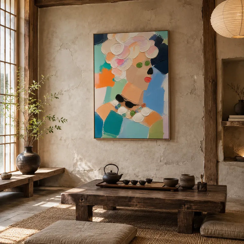 Peinture à l'huile abstraite et conceptuelle d'expressionnisme abstrait présentant des marques abstraites superposées, une texture et un mouvement pictural expressif.