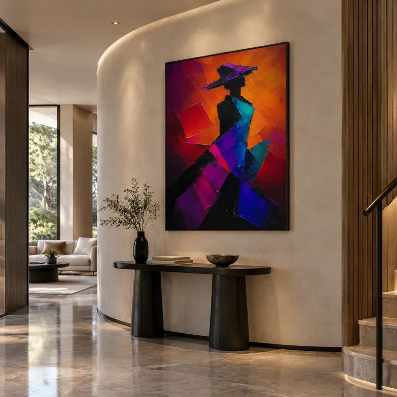 Abstract Expressionist portraiture & figure oil painting showing a stylized figure or portrait with expressive painterly shapes.