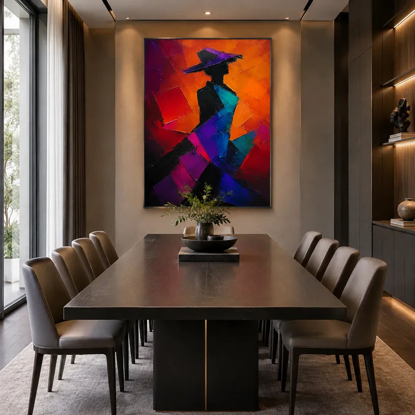 Abstract Expressionist portraiture & figure oil painting showing a stylized figure or portrait with expressive painterly shapes.