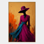 Abstract Expressionist portraiture & figure oil painting showing a stylized figure or portrait with expressive painterly shapes in a orange palette.