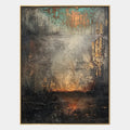 Abstract Expressionism abstract & conceptual oil painting featuring layered abstract marks, texture and expressive painterly movement in a grey palette.