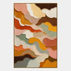 Abstract Expressionist abstract oil painting showing organic bands in warm earth tones in a brown palette, contemporary wall art.