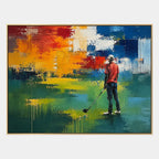 Abstract Expressionist landscapes & seascapes & cityscapes oil painting showing a painterly landscape with distant hills, trees or reflective water in a green palette.