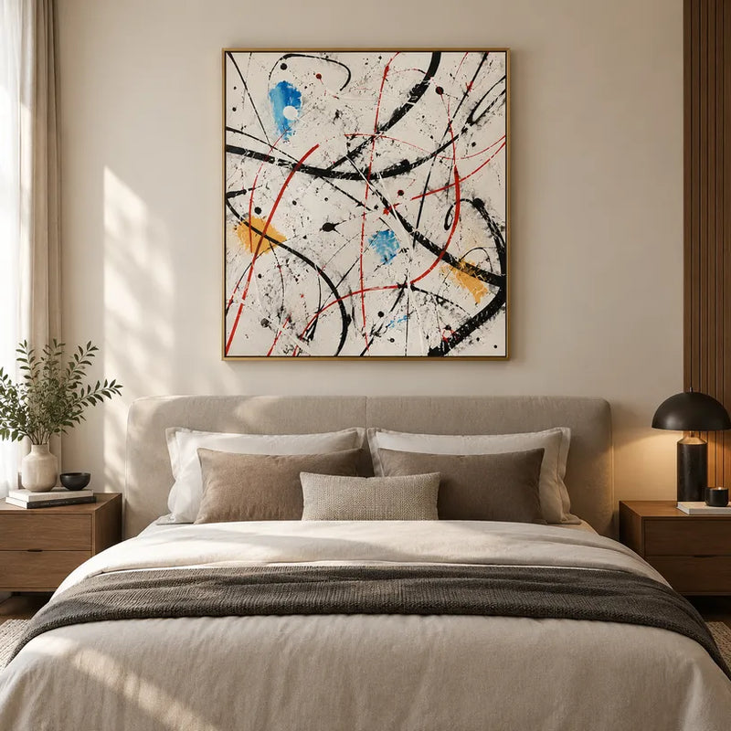 Espressionismo astratto Pittura a olio astratta e concettuale caratterizzata da segni astratti stratificati, consistenza e movimento pittorico espressivo.