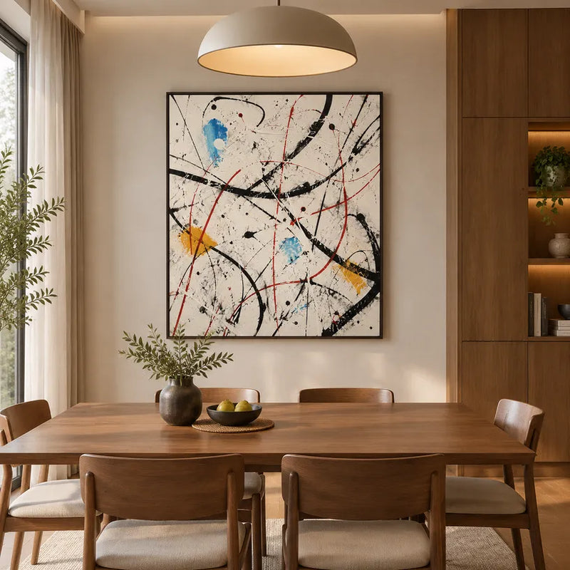 Espressionismo astratto Pittura a olio astratta e concettuale caratterizzata da segni astratti stratificati, consistenza e movimento pittorico espressivo.