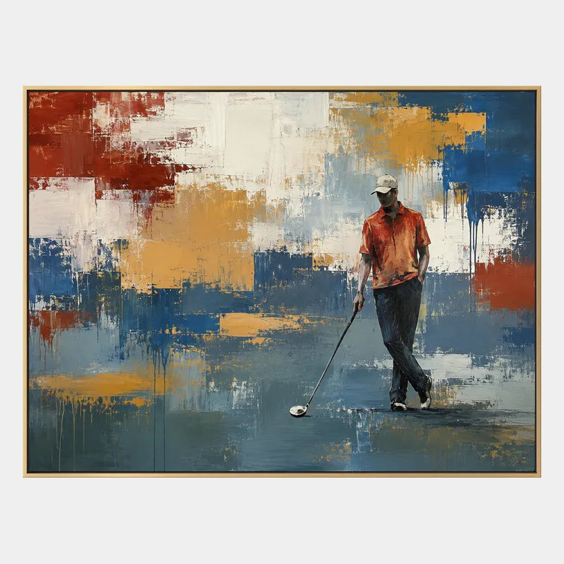 Abstract Expressionist landscapes & seascapes & cityscapes oil painting showing a painterly landscape with distant hills, trees or reflective water in a blue palette.