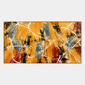 Abstraktes und konzeptuelles Ölgemälde des Abstrakten Expressionismus mit geschichteten abstrakten Zeichen, Textur und ausdrucksstarker malerischer Bewegung in einer orangefarbenen Palette.