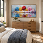 Colorful floral/botanicals & nature oil painting showing botanical forms, flowers or trees arranged in a calm painterly composition.