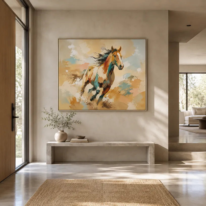 Expressionist animals oil painting showing an expressive animal subject rendered with visible brushwork in a orange palette.