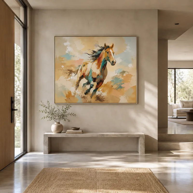 Expressionistisches Tierölgemälde mit einem ausdrucksstarken Tiermotiv, das mit sichtbarer Pinselführung in einer orangefarbenen Palette wiedergegeben wurde.