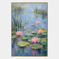 Peinture à l'huile expressionniste florale/botanique et nature présentant des formes botaniques, des fleurs ou des éléments naturels dans une composition picturale dans une palette bleue.