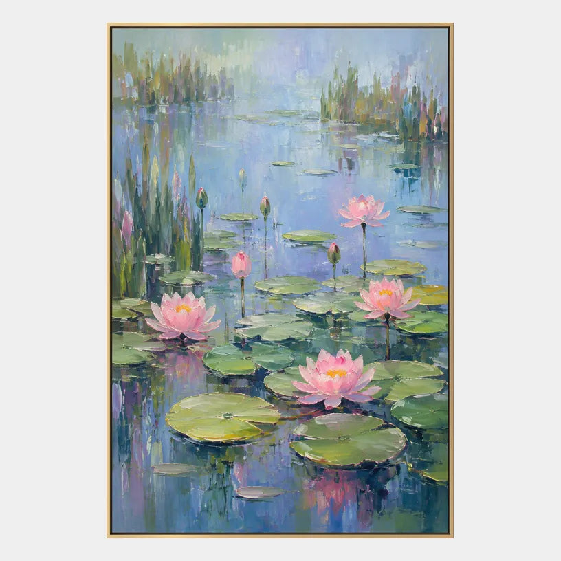 Expressionist floral/botanicals & nature oil painting showing botanical forms, flowers or trees arranged in a calm painterly composition in a blue palette.